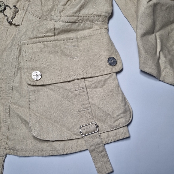 Diesel Womens Bomber Jacket Small UK 8 Creame Designer Biker Vintage Sparkles. - Picture 8 of 9